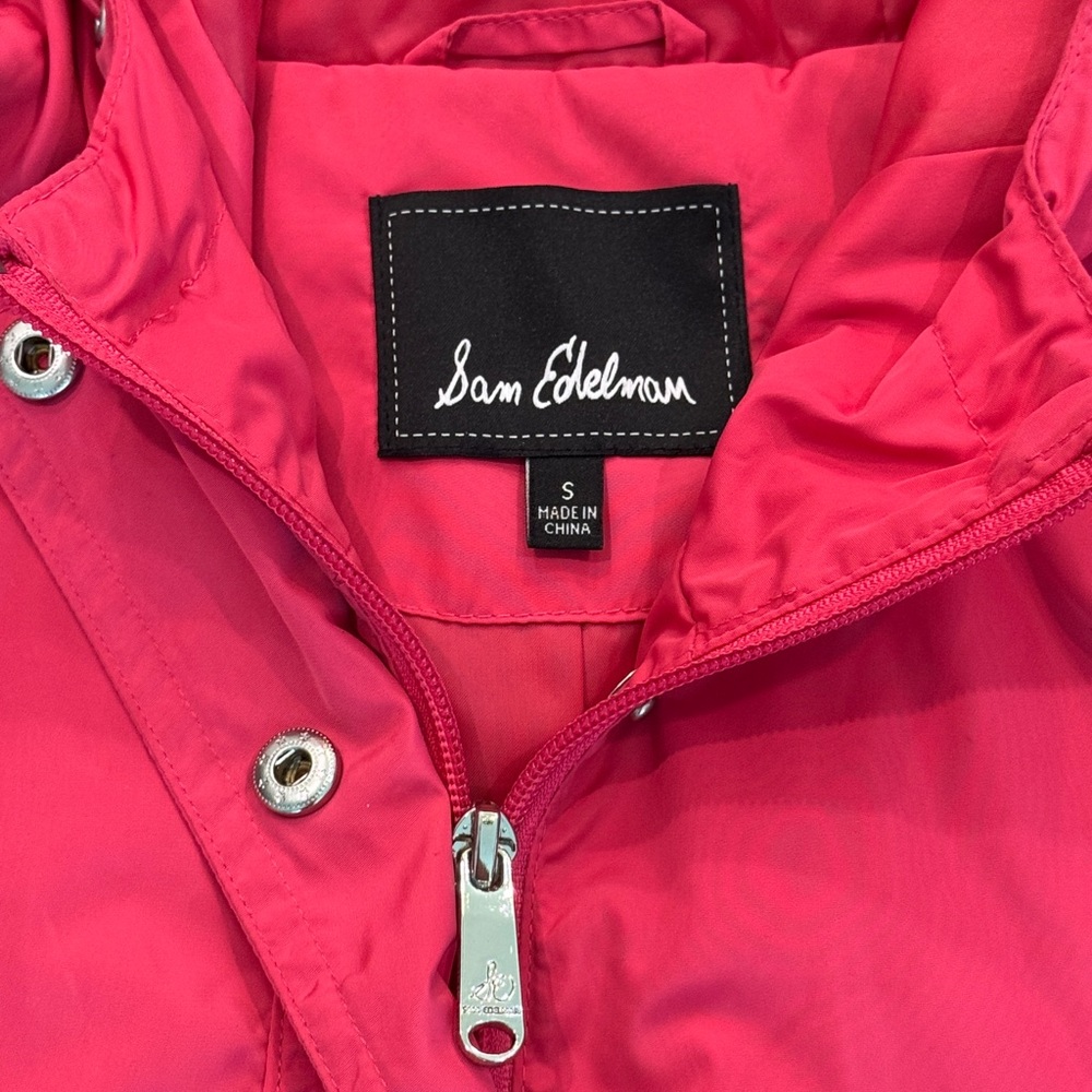NEW! Sam Edelman Hooded Utility Rain Jacket – Bright Pink (Size Small) - Picture 4 of 7